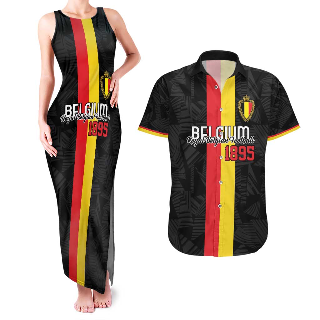 Custom Belgium Football Couples Matching Tank Maxi Dress and Hawaiian Shirt De Rode Duivels