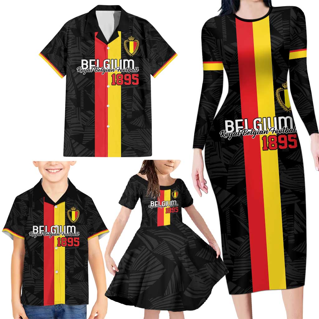 Custom Belgium Football Family Matching Long Sleeve Bodycon Dress and Hawaiian Shirt De Rode Duivels