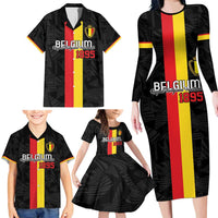 Custom Belgium Football Family Matching Long Sleeve Bodycon Dress and Hawaiian Shirt De Rode Duivels