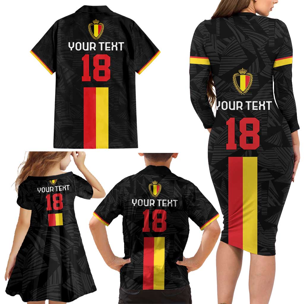 Custom Belgium Football Family Matching Long Sleeve Bodycon Dress and Hawaiian Shirt De Rode Duivels