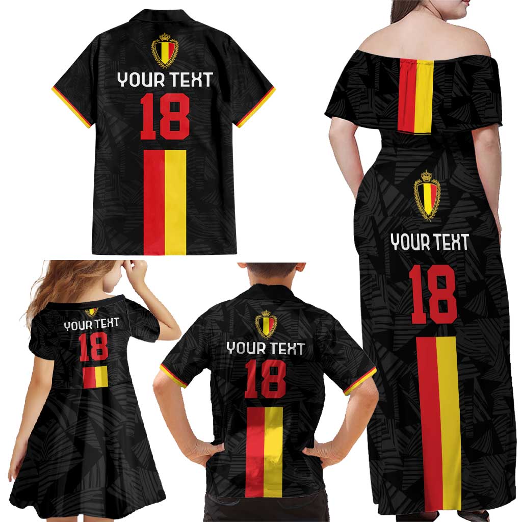 Custom Belgium Football Family Matching Off Shoulder Maxi Dress and Hawaiian Shirt De Rode Duivels
