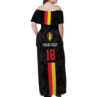 Custom Belgium Football Family Matching Off Shoulder Maxi Dress and Hawaiian Shirt De Rode Duivels