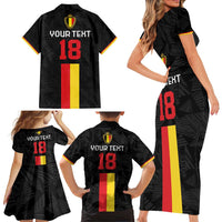 Custom Belgium Football Family Matching Short Sleeve Bodycon Dress and Hawaiian Shirt De Rode Duivels
