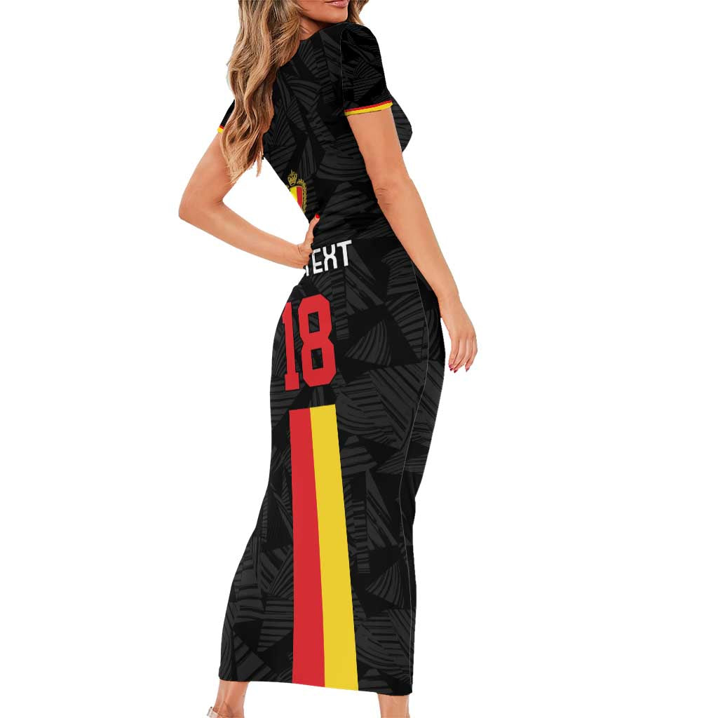 Custom Belgium Football Family Matching Short Sleeve Bodycon Dress and Hawaiian Shirt De Rode Duivels