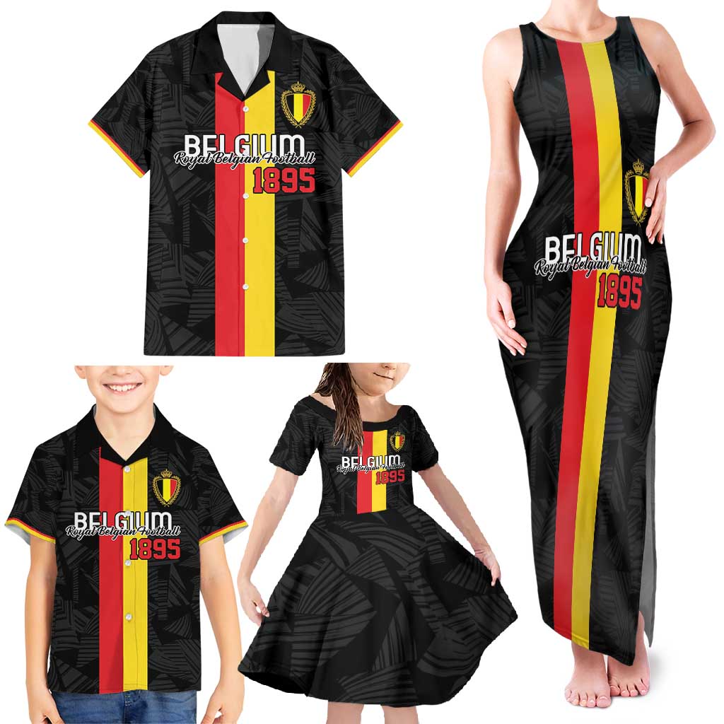 Custom Belgium Football Family Matching Tank Maxi Dress and Hawaiian Shirt De Rode Duivels