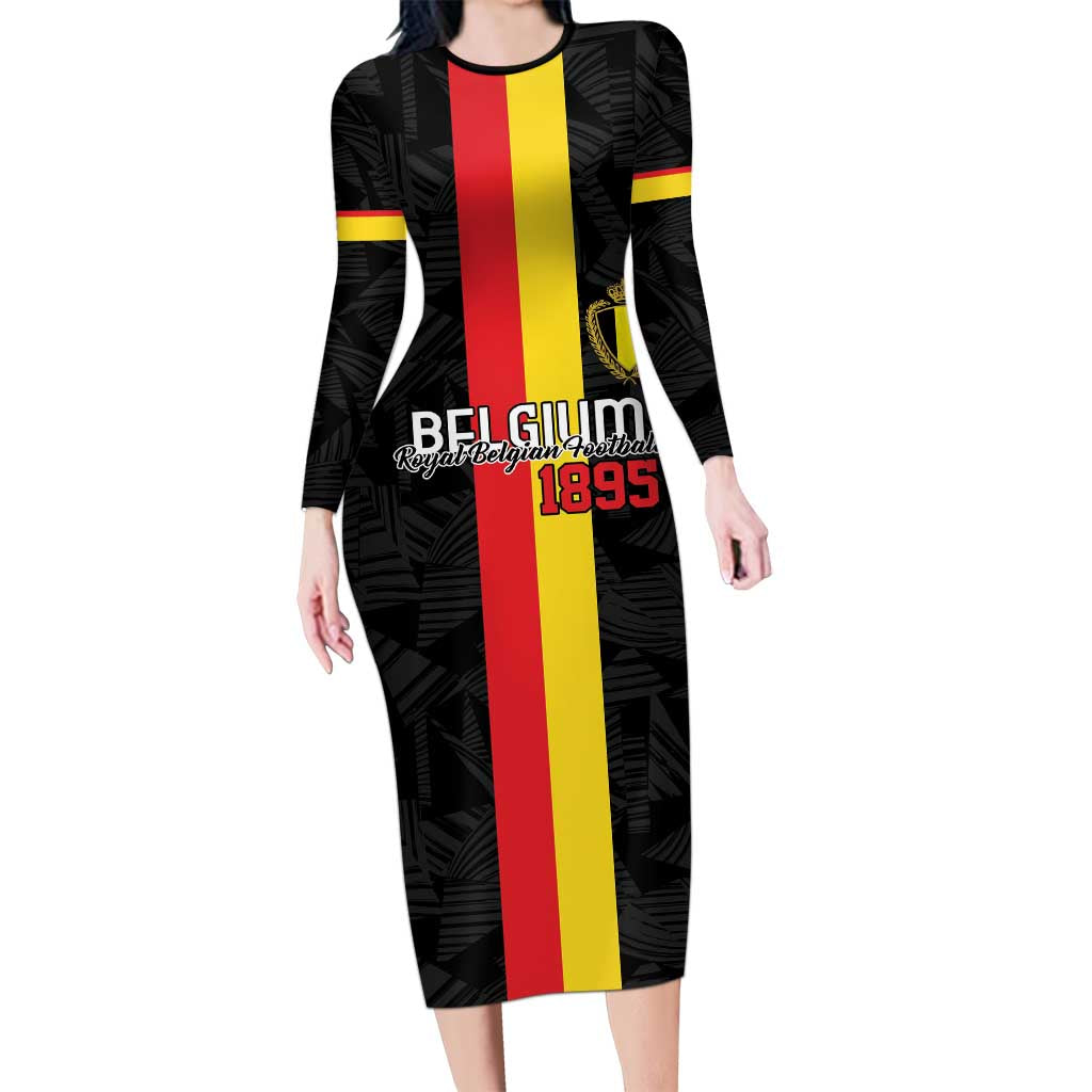 Custom Belgium Football Long Sleeve Bodycon Dress De Rode Duivels