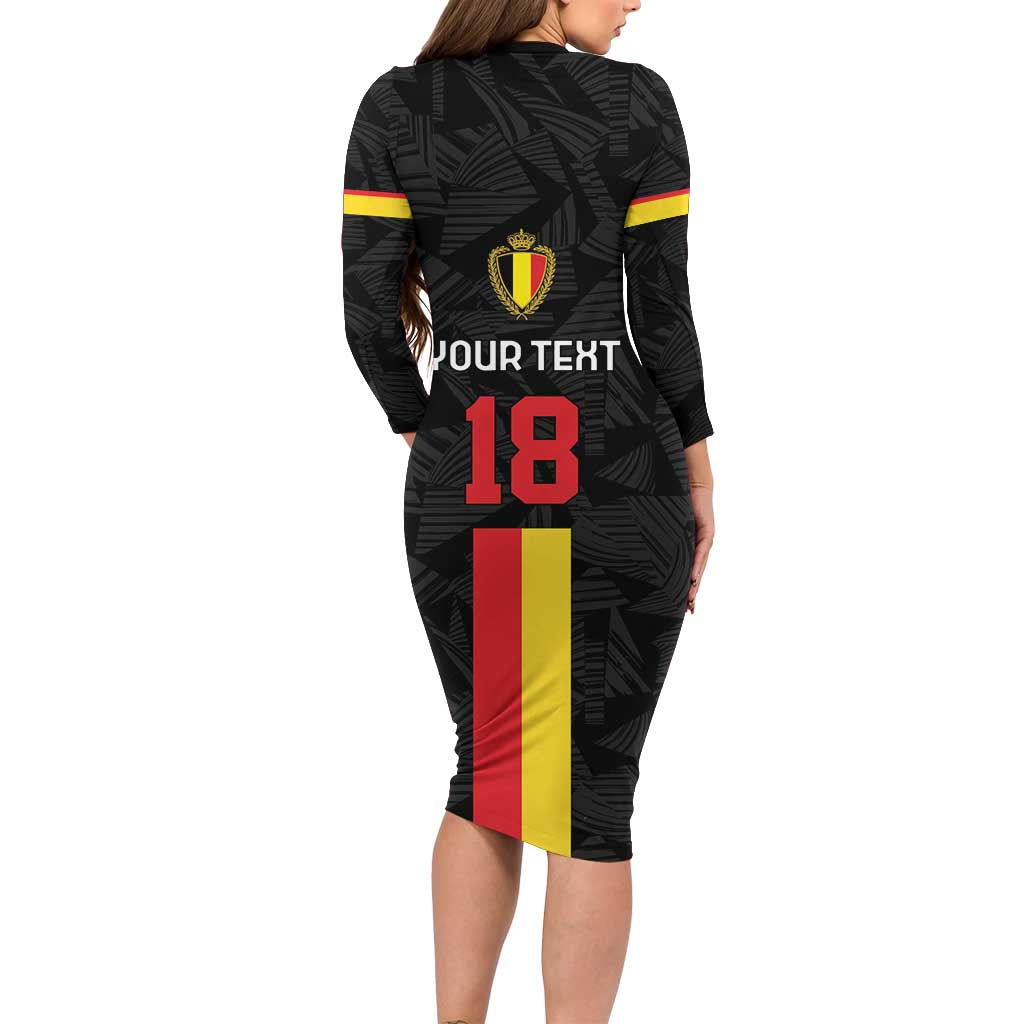 Custom Belgium Football Long Sleeve Bodycon Dress De Rode Duivels