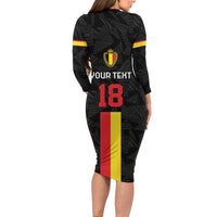 Custom Belgium Football Long Sleeve Bodycon Dress De Rode Duivels