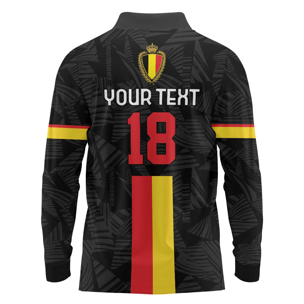 Custom Belgium Football Long Sleeve Polo Shirt De Rode Duivels