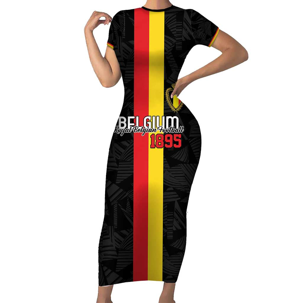 Custom Belgium Football Short Sleeve Bodycon Dress De Rode Duivels