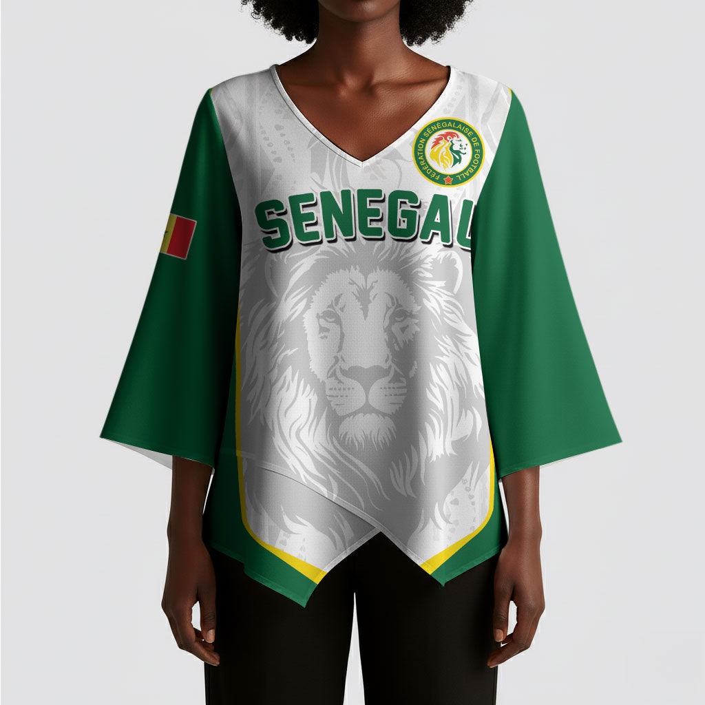 Custom Senegal Football 2026 Kimono Sleeve Blouse Proud Lions of Teranga Spirit