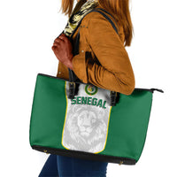 Senegal Football 2026 Leather Tote Bag Proud Lions of Teranga Spirit