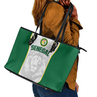 Senegal Football 2026 Leather Tote Bag Proud Lions of Teranga Spirit