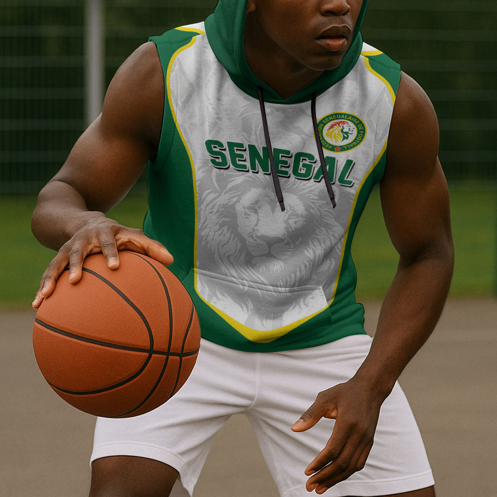 Custom Senegal Football 2026 Sleeveless Hoodie Proud Lions of Teranga Spirit