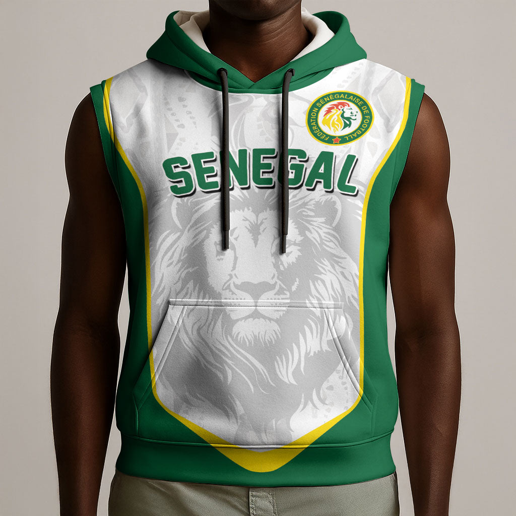 Custom Senegal Football 2026 Sleeveless Hoodie Proud Lions of Teranga Spirit