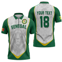 Custom Senegal Football 2026 Zipper Polo Shirt Proud Lions of Teranga Spirit