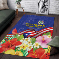 Puerto Rico Coat Of Arm Area Rug With Thespesia Grandiflora Flowers - Wonder Print Shop