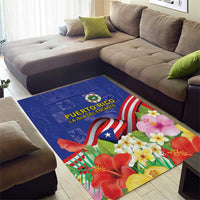 Puerto Rico Coat Of Arm Area Rug With Thespesia Grandiflora Flowers - Wonder Print Shop