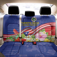Puerto Rico Coat Of Arm Back Car Seat Cover With Thespesia Grandiflora Flowers - Wonder Print Shop