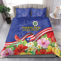 Puerto Rico Coat Of Arm Bedding Set With Thespesia Grandiflora Flowers - Wonder Print Shop