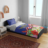 Puerto Rico Coat Of Arm Bedding Set With Thespesia Grandiflora Flowers - Wonder Print Shop