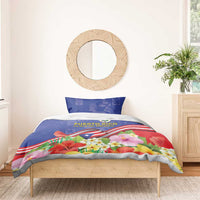 Puerto Rico Coat Of Arm Bedding Set With Thespesia Grandiflora Flowers - Wonder Print Shop