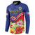 Puerto Rico Coat Of Arm Button Sweatshirt With Thespesia Grandiflora Flowers - Wonder Print Shop