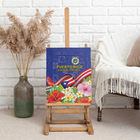 Puerto Rico Coat Of Arm Canvas Wall Art With Thespesia Grandiflora Flowers - Wonder Print Shop