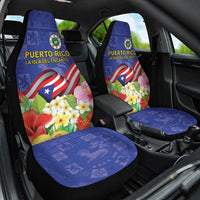 Puerto Rico Coat Of Arm Car Seat Cover With Thespesia Grandiflora Flowers - Wonder Print Shop