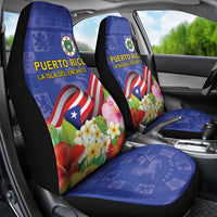 Puerto Rico Coat Of Arm Car Seat Cover With Thespesia Grandiflora Flowers - Wonder Print Shop