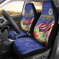 Puerto Rico Coat Of Arm Car Seat Cover With Thespesia Grandiflora Flowers - Wonder Print Shop