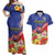 Puerto Rico Coat Of Arm Couples Matching Off Shoulder Maxi Dress and Hawaiian Shirt With Thespesia Grandiflora Flowers - Wonder Print Shop