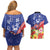 Puerto Rico Coat Of Arm Couples Matching Off Shoulder Short Dress and Hawaiian Shirt With Thespesia Grandiflora Flowers - Wonder Print Shop