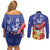 Puerto Rico Coat Of Arm Couples Matching Off Shoulder Short Dress and Long Sleeve Button Shirt With Thespesia Grandiflora Flowers - Wonder Print Shop