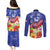 Puerto Rico Coat Of Arm Couples Matching Puletasi and Long Sleeve Button Shirt With Thespesia Grandiflora Flowers - Wonder Print Shop