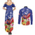 Puerto Rico Coat Of Arm Couples Matching Summer Maxi Dress and Long Sleeve Button Shirt With Thespesia Grandiflora Flowers - Wonder Print Shop