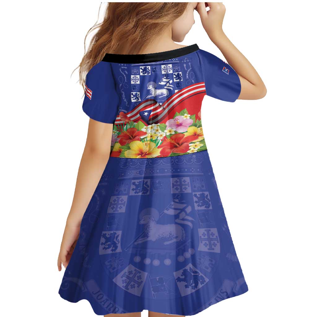 Puerto Rico Coat Of Arm Family Matching Mermaid Dress and Hawaiian Shirt With Thespesia Grandiflora Flowers - Wonder Print Shop