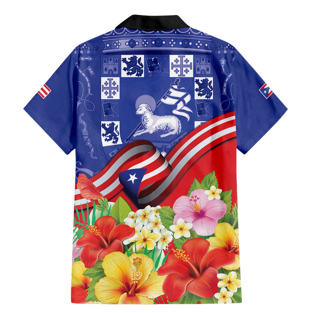 Puerto Rico Coat Of Arm Family Matching Mermaid Dress and Hawaiian Shirt With Thespesia Grandiflora Flowers - Wonder Print Shop