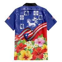 Puerto Rico Coat Of Arm Family Matching Mermaid Dress and Hawaiian Shirt With Thespesia Grandiflora Flowers - Wonder Print Shop