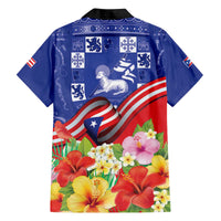 Puerto Rico Coat Of Arm Family Matching Off The Shoulder Long Sleeve Dress and Hawaiian Shirt With Thespesia Grandiflora Flowers - Wonder Print Shop