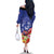 Puerto Rico Coat Of Arm Family Matching Off The Shoulder Long Sleeve Dress and Hawaiian Shirt With Thespesia Grandiflora Flowers - Wonder Print Shop