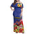 Puerto Rico Coat Of Arm Family Matching Off Shoulder Maxi Dress and Hawaiian Shirt With Thespesia Grandiflora Flowers - Wonder Print Shop