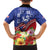 Puerto Rico Coat Of Arm Family Matching Off Shoulder Short Dress and Hawaiian Shirt With Thespesia Grandiflora Flowers - Wonder Print Shop
