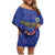 Puerto Rico Coat Of Arm Family Matching Off Shoulder Short Dress and Hawaiian Shirt With Thespesia Grandiflora Flowers - Wonder Print Shop