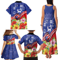 Puerto Rico Coat Of Arm Family Matching Tank Maxi Dress and Hawaiian Shirt With Thespesia Grandiflora Flowers - Wonder Print Shop