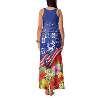 Puerto Rico Coat Of Arm Family Matching Tank Maxi Dress and Hawaiian Shirt With Thespesia Grandiflora Flowers - Wonder Print Shop