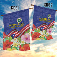 Puerto Rico Coat Of Arm Garden Flag With Thespesia Grandiflora Flowers - Wonder Print Shop