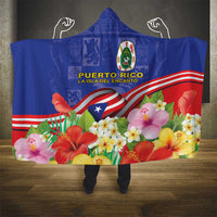 Puerto Rico Coat Of Arm Hooded Blanket With Thespesia Grandiflora Flowers