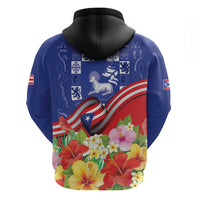 Puerto Rico Coat Of Arm Hoodie With Thespesia Grandiflora Flowers - Wonder Print Shop