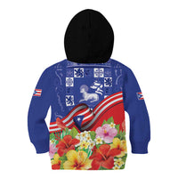 Puerto Rico Coat Of Arm Kid Hoodie With Thespesia Grandiflora Flowers - Wonder Print Shop